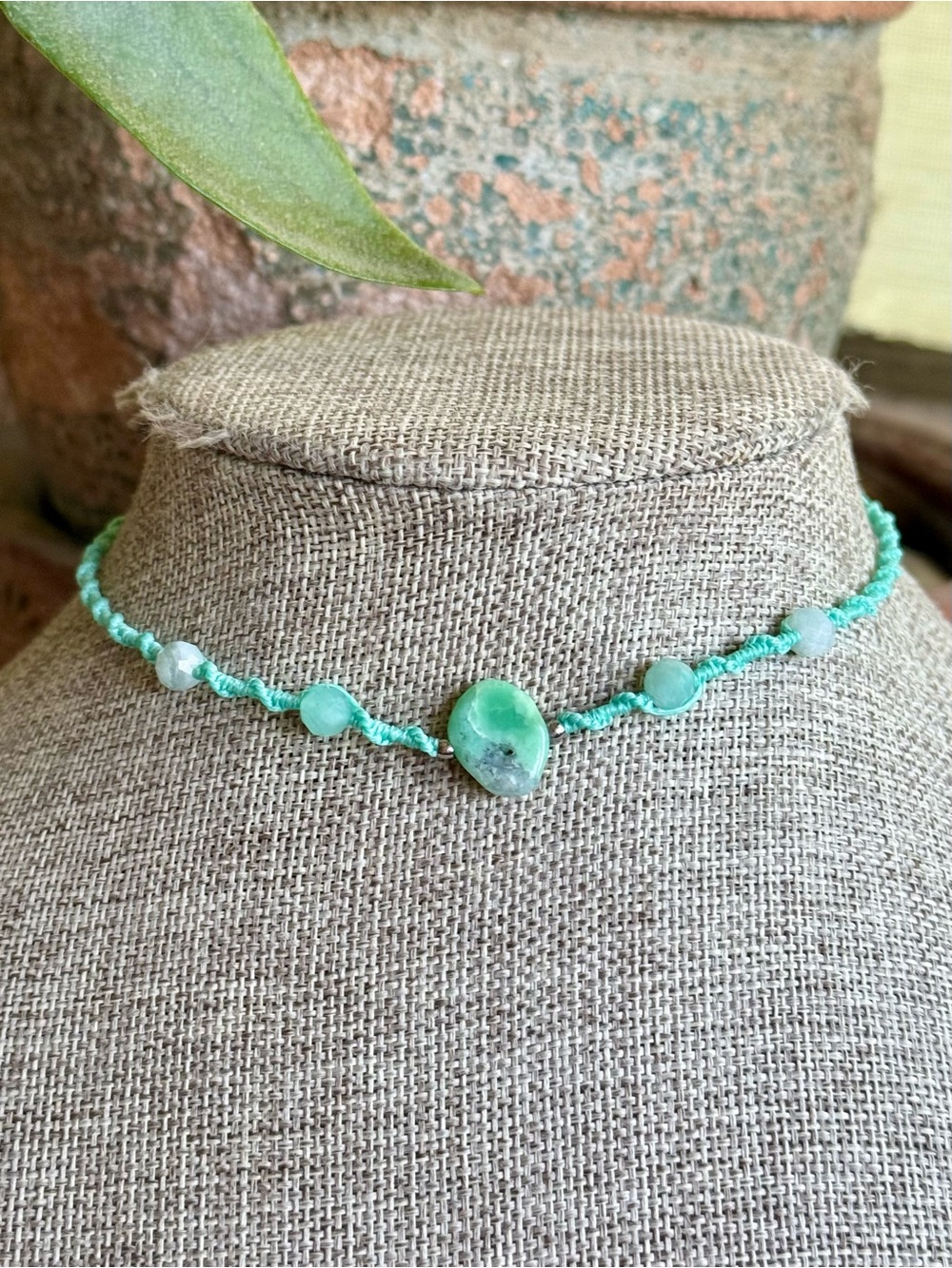 Micro Macrame Chrysoprase Choker